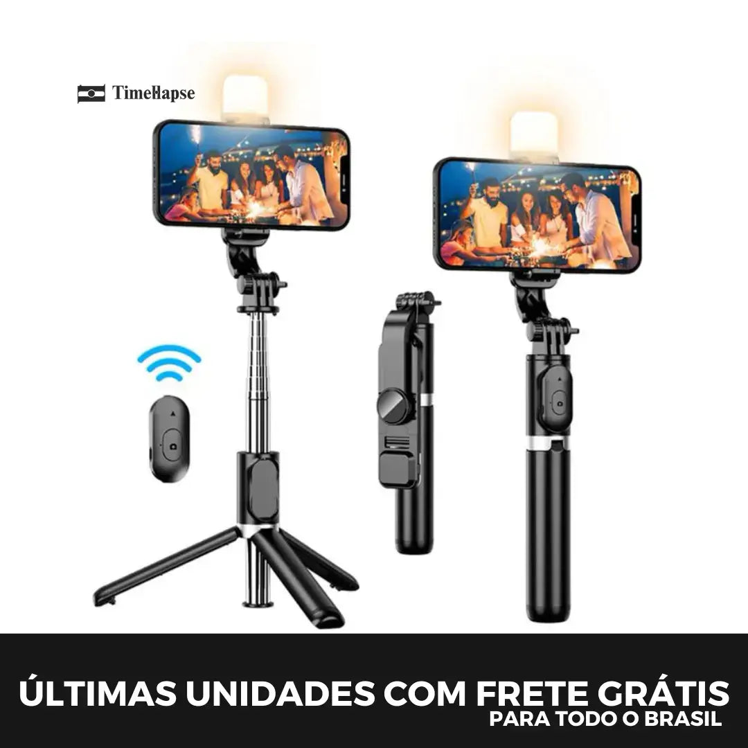 Tripé Bastão de Selfie com Controle Remoto e LED Timellapse™